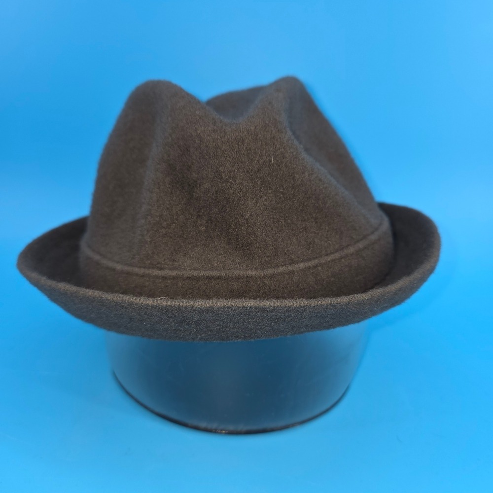 Kangol Blue Wool Blend Trilby Fedora Hat Brown Large 6447BC
